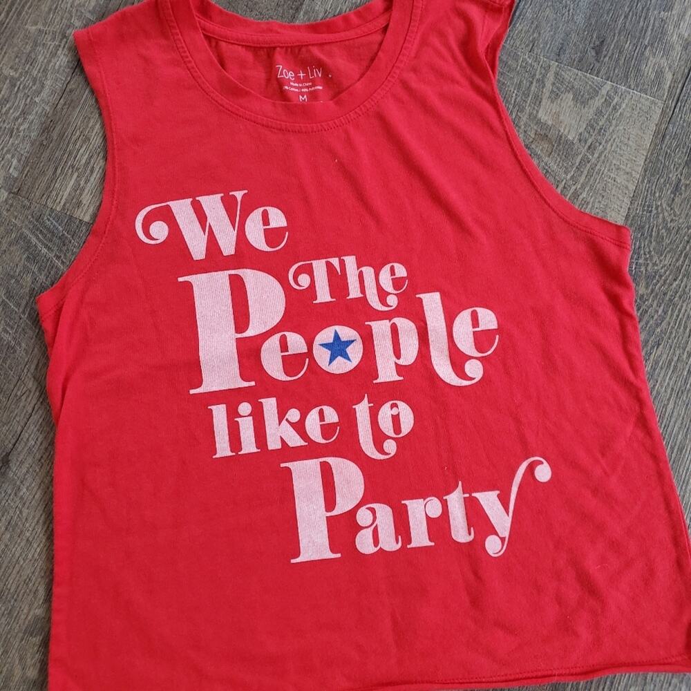 Zoe + Liv crop top We the People like to party t-shirt Sz. Med - Picture 3 of 5